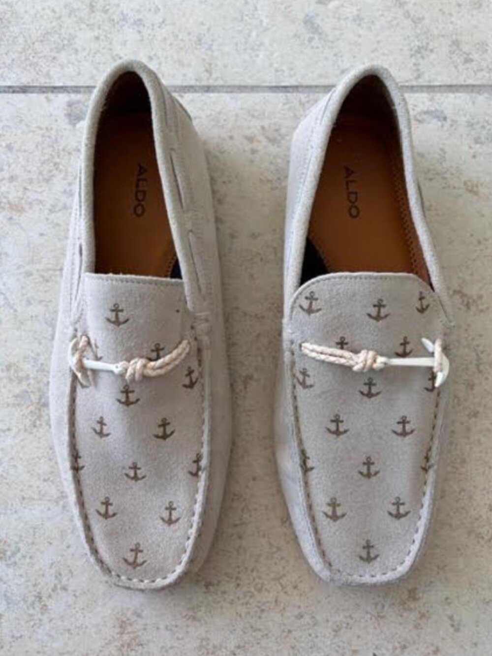 ALDO Men's Zurlo Nautical Shoes Suede Loafers Moccasins Beige Cream Size 8 NWOT